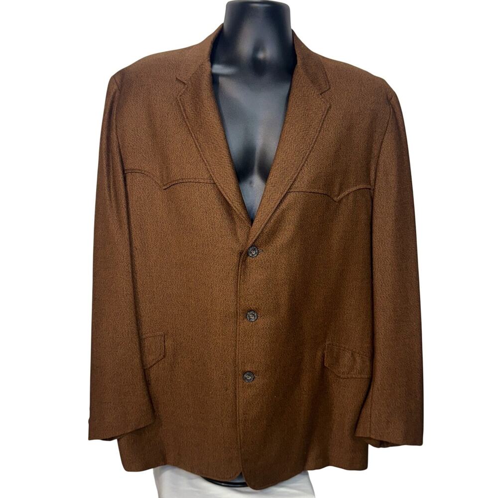 Vtg Allen Mfg Co Denver Western Blazer Sport Coat Brown Wool 1940s 1950s